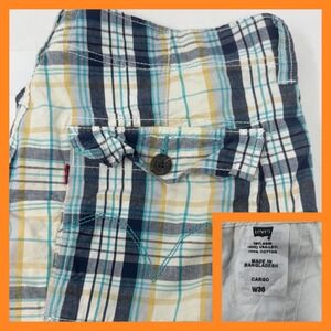 Levi's‎ Men's Cargo Shorts Plaid Blue White Casual Summer Outdoors Size 36